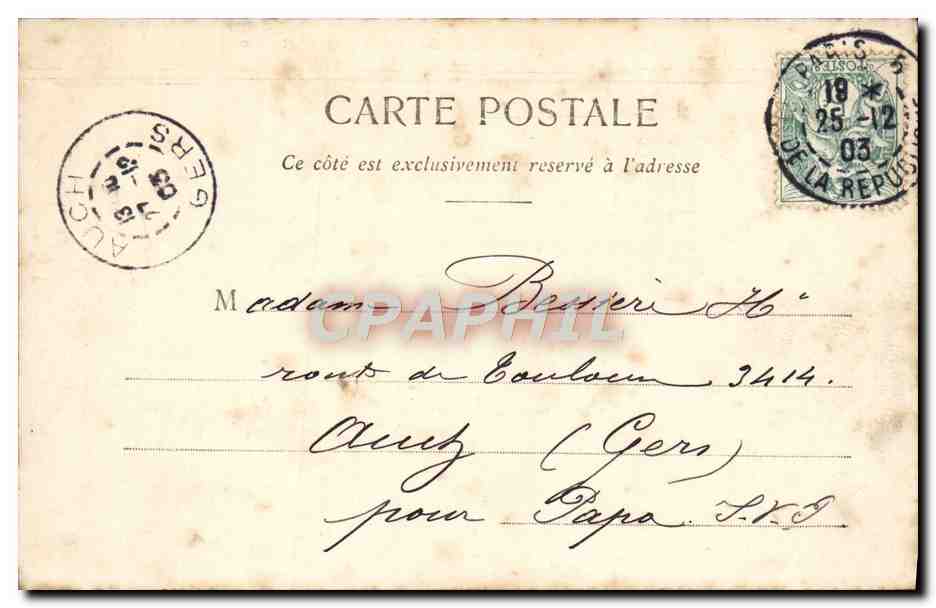 CPA Paris Theatre Sarah Bernhardt La Tour St Jacques Bateau Peniche  — Rückseite