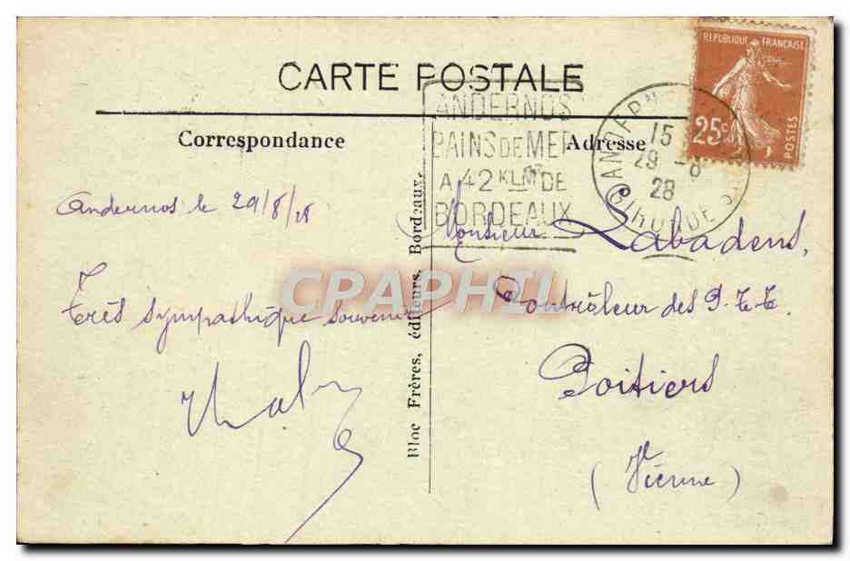 Les Quinconces - Andernos-les-Bains — BR-2501, éditeur Bline Frères — Reverso