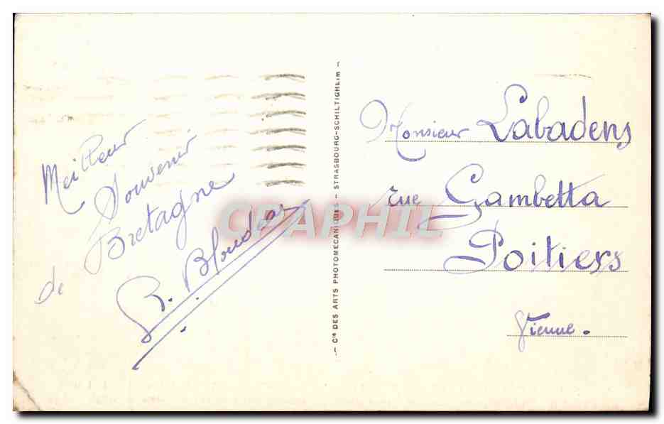 CPA Saint Guenole Penmarch Le Rocher de la Croix  — Rückseite