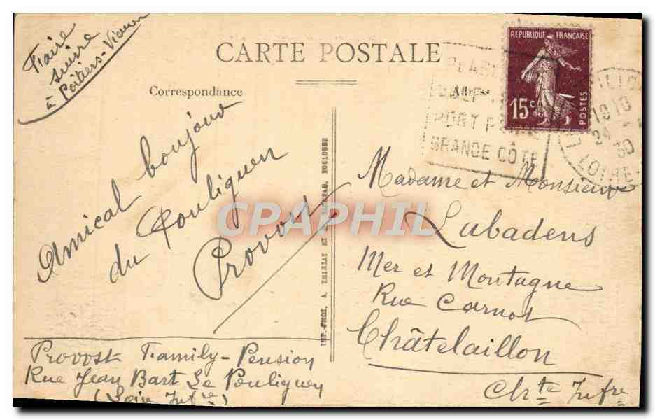 CPA Le Pouliguen Rochers Grande Cote — Back