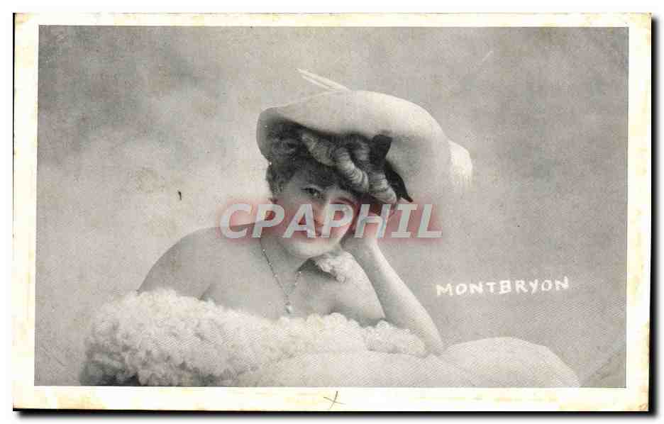 Femme en chapeau à Montbryon — éditeur Montbryon, n° de série non visible