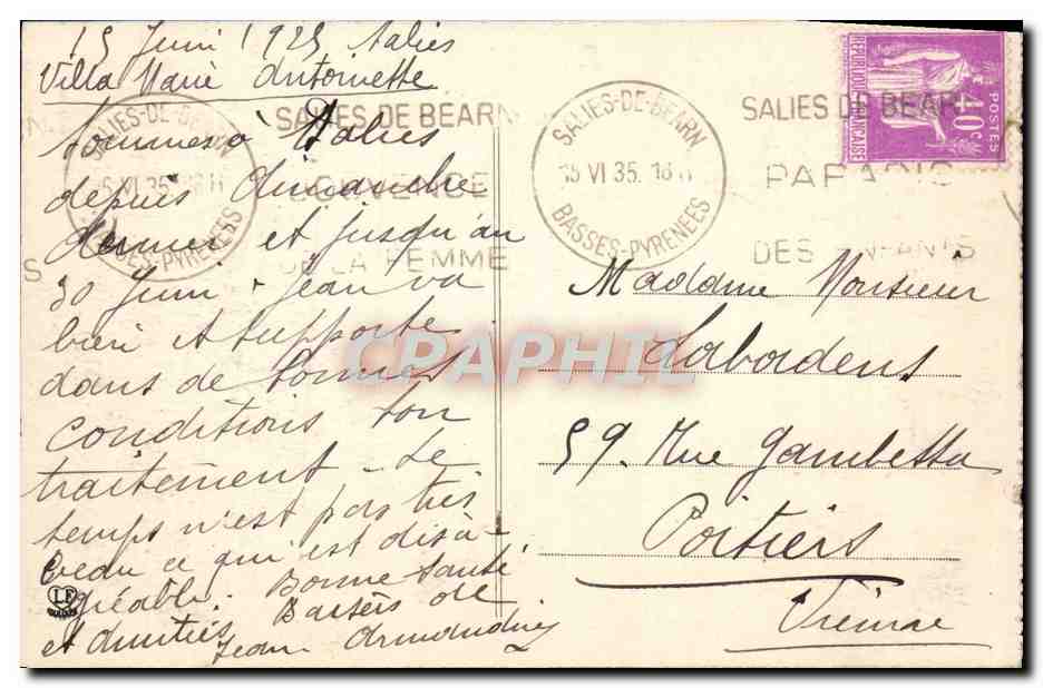 Les Basses-Pyrénées - Salies-de-Béarn - Le Casino — Éditeur: Lahouche Frères, Toulouse, n° 086 — Back