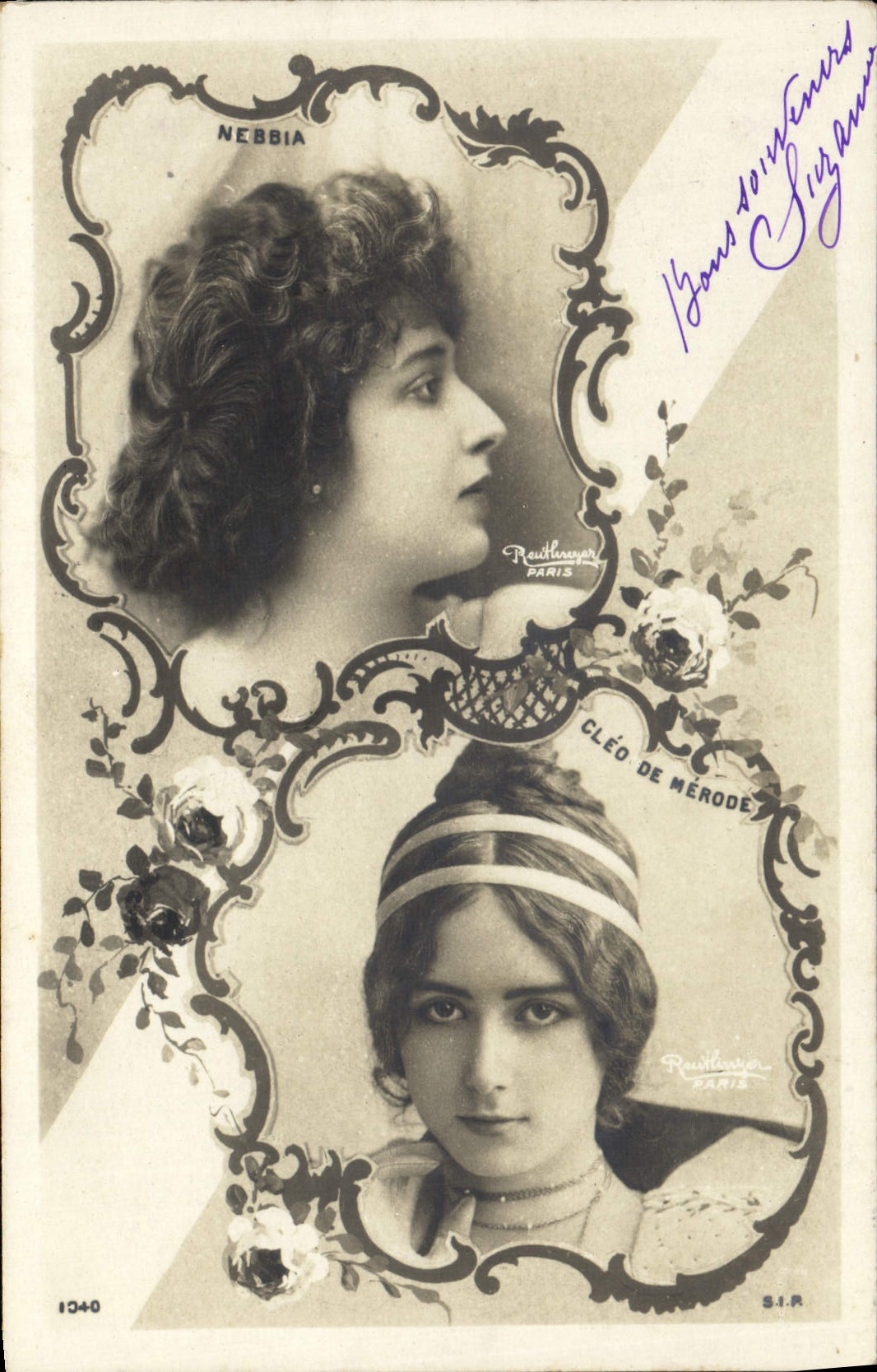 Nebbia y Cléo de Mérode — retratos — Raoul Lévy, París, n° 1340 - Anverso