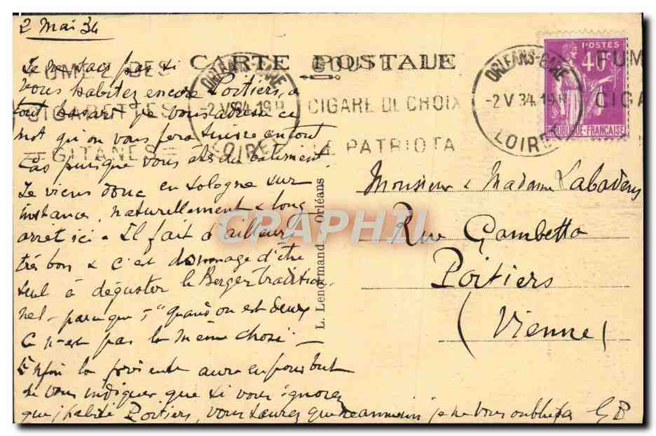 CPA Orleans Boulevard de Verdun — Verso