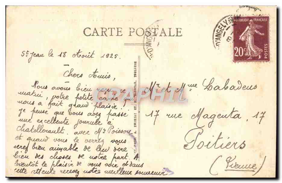 Saint-Jean-d'Angély — Pont de la ligne Paris-Bordeaux sur la Boutonne — Edit. A. Rogé — Verso