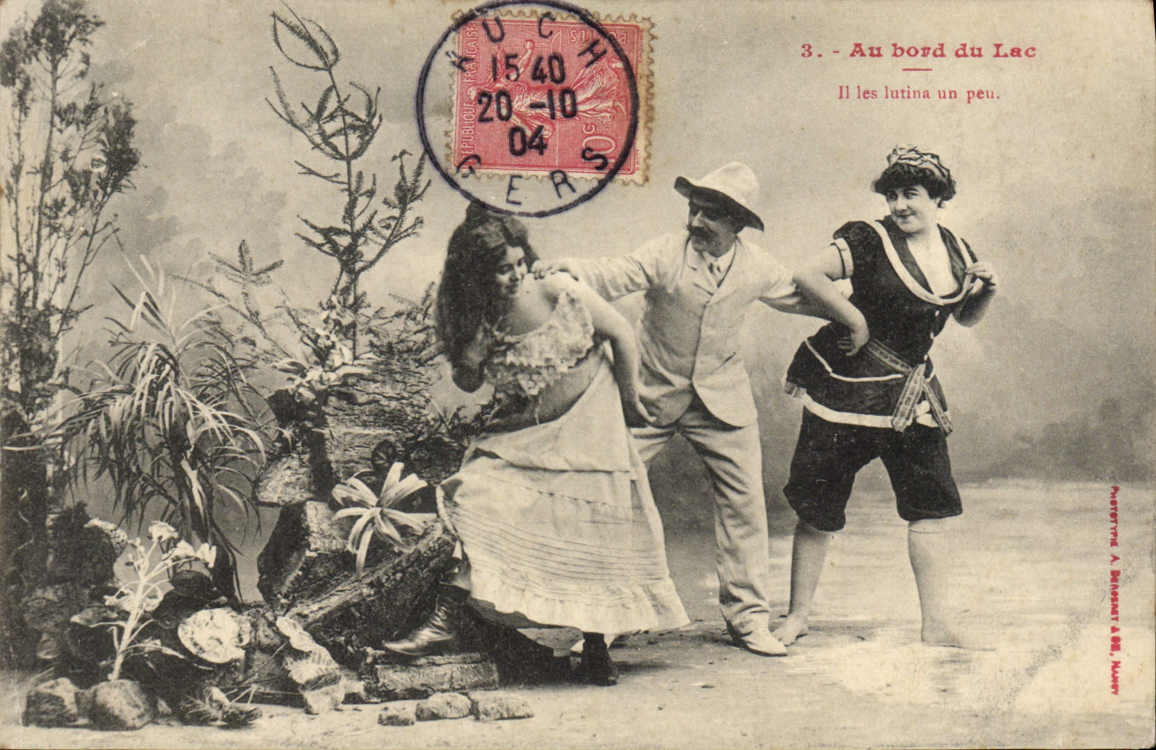 Au bord du Lac — scène de plage — Phototype A. Bussart & Cie, Nancy