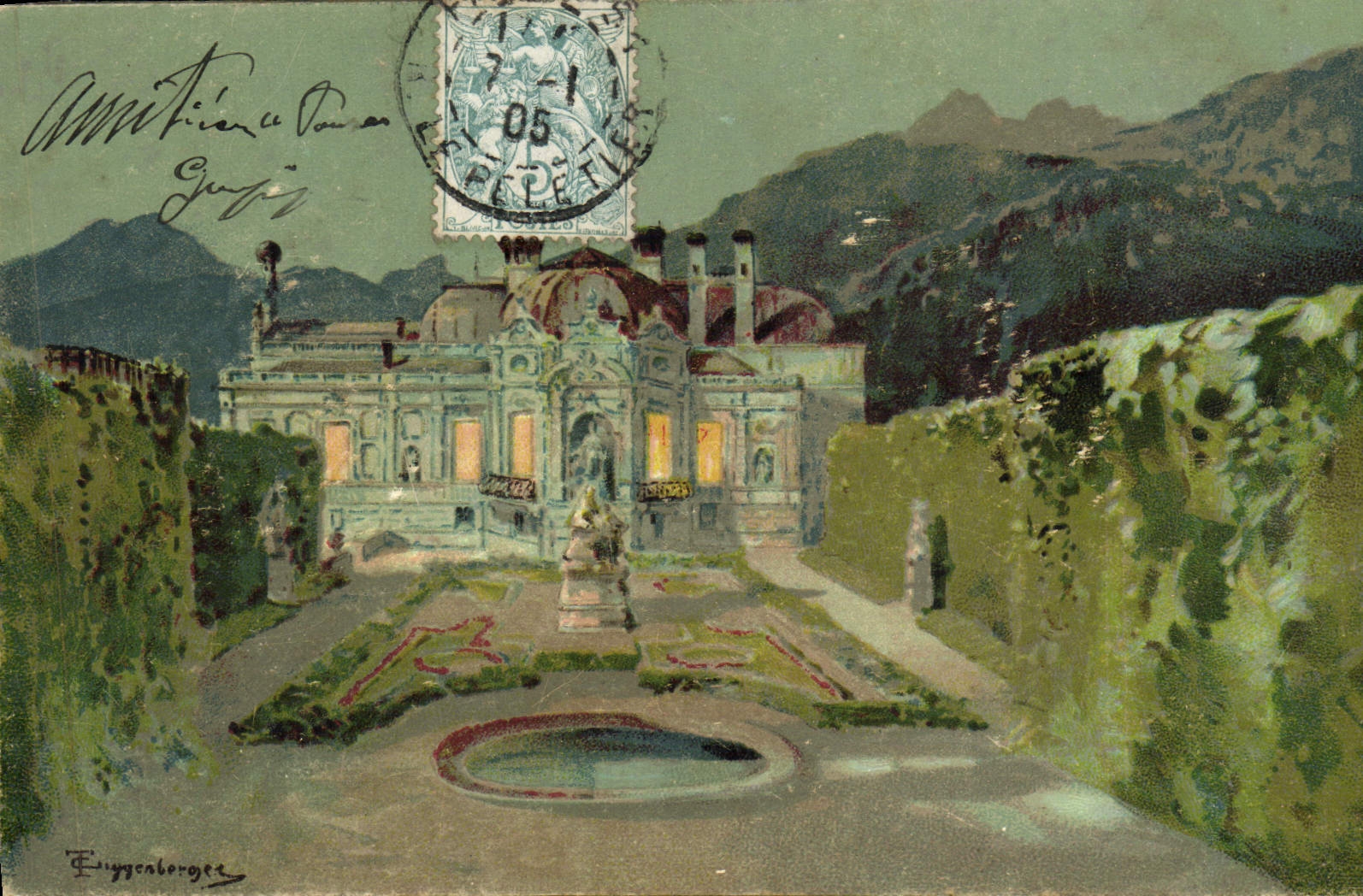 Château de Gruyères — vue de l'entrée et du jardin — Eryggenberger