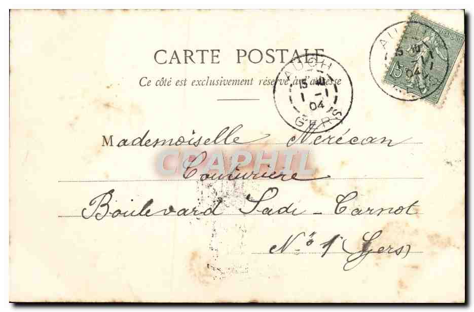 Je rapporte l'espérance — scène de deux personnages avec dates 1903 et 1904 — Phototype A. Besseret & Cie, Nancy — Verso