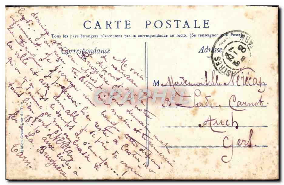 CPA Castres La nuit Le jardin du Mail  — Rückseite