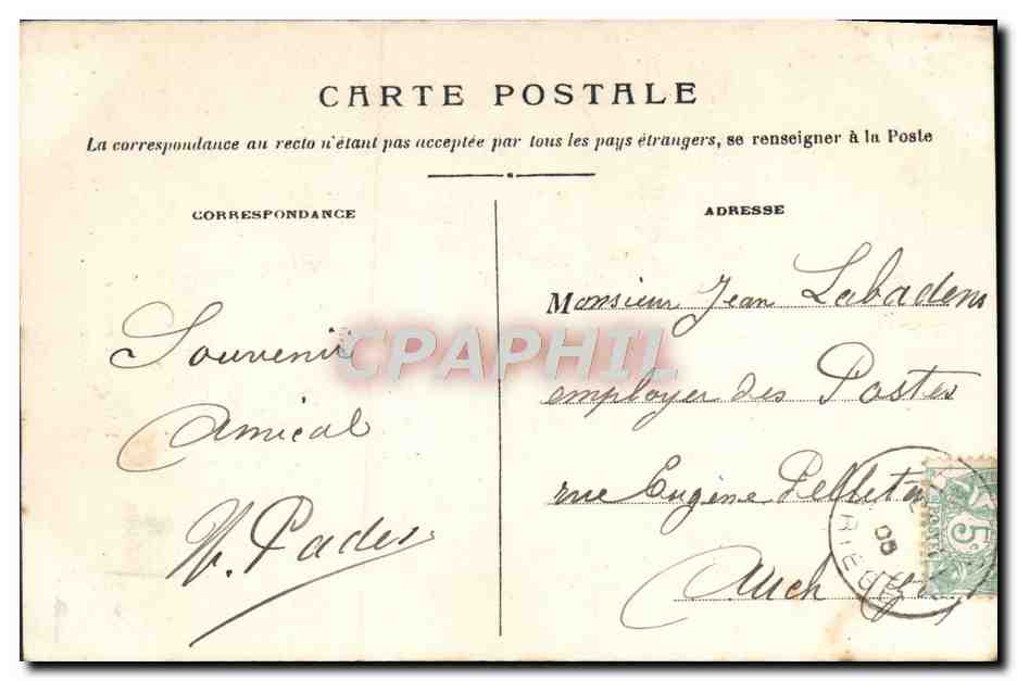 CPA L'Ariege Massatois nouveaux maries Folklore — Verso