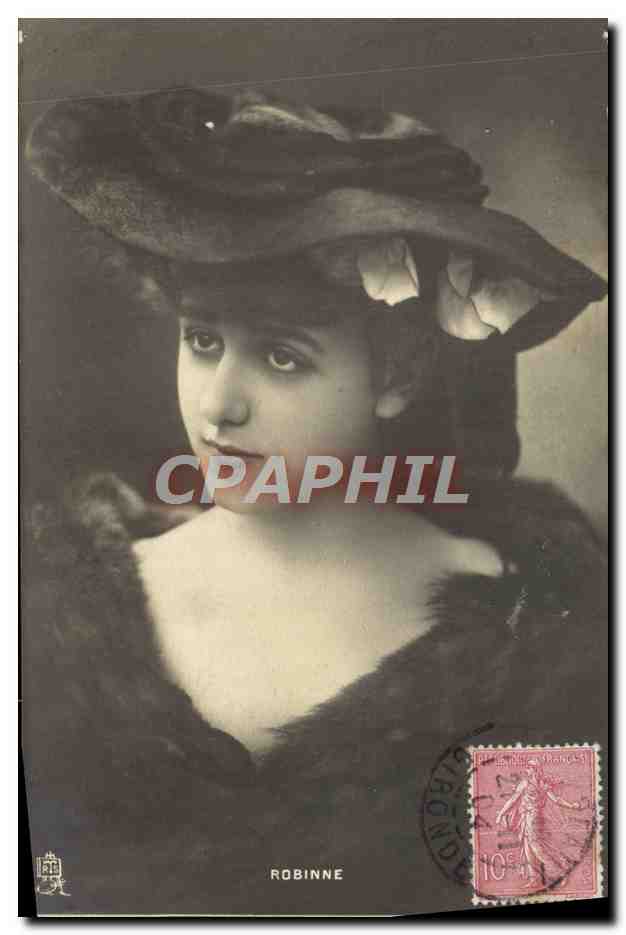 Robinne — Retrato de una joven mujer con sombrero y piel — Editor Tuck & Fils, serie 277