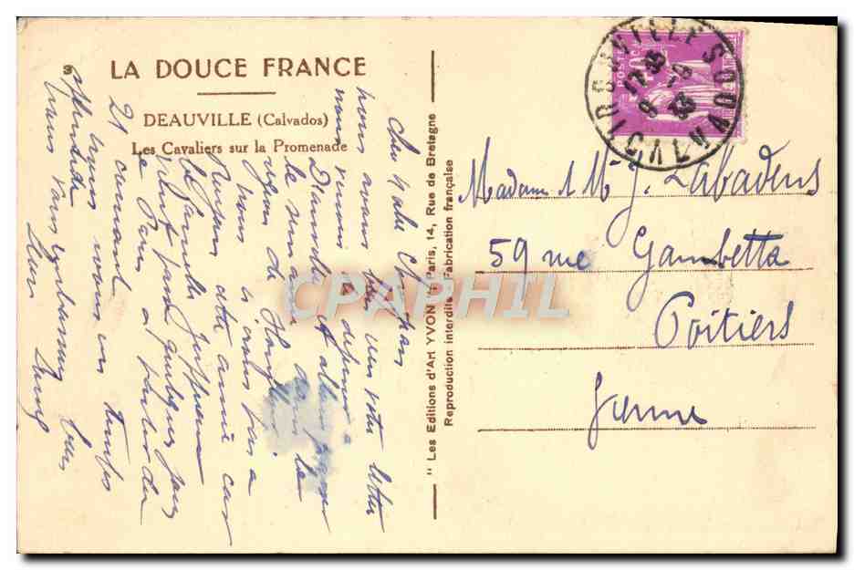 Deauville — Les Cavaliers sur la promenade — Yvon — Rückseite