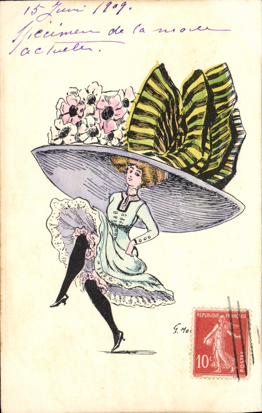 CPA Fantaisie Femme Chapeau 