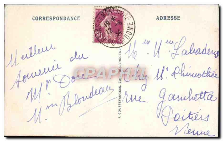 CPA Le Mont Dore Vue generale — Verso