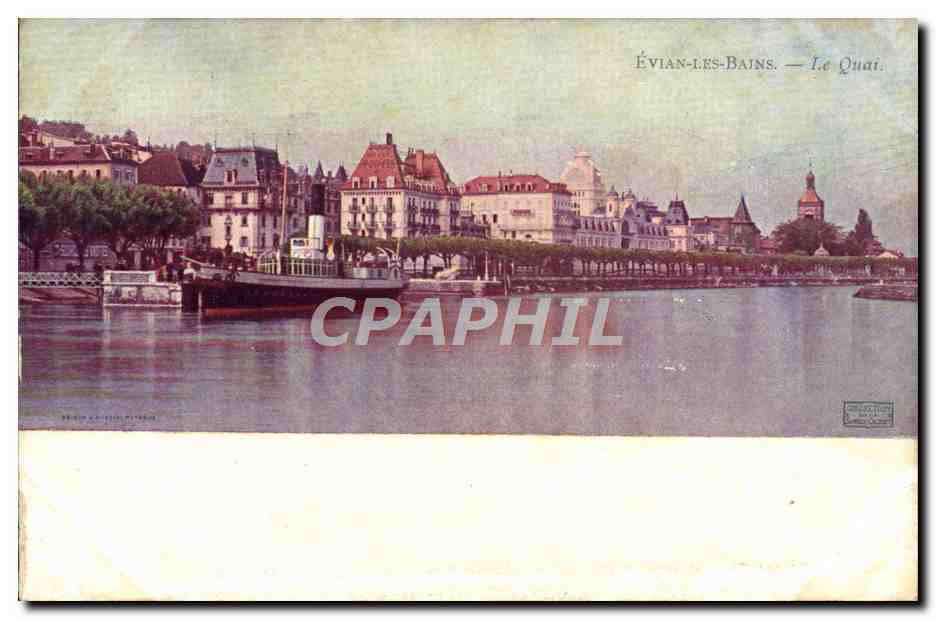 CPA Evian les Bains Le quai Bateau