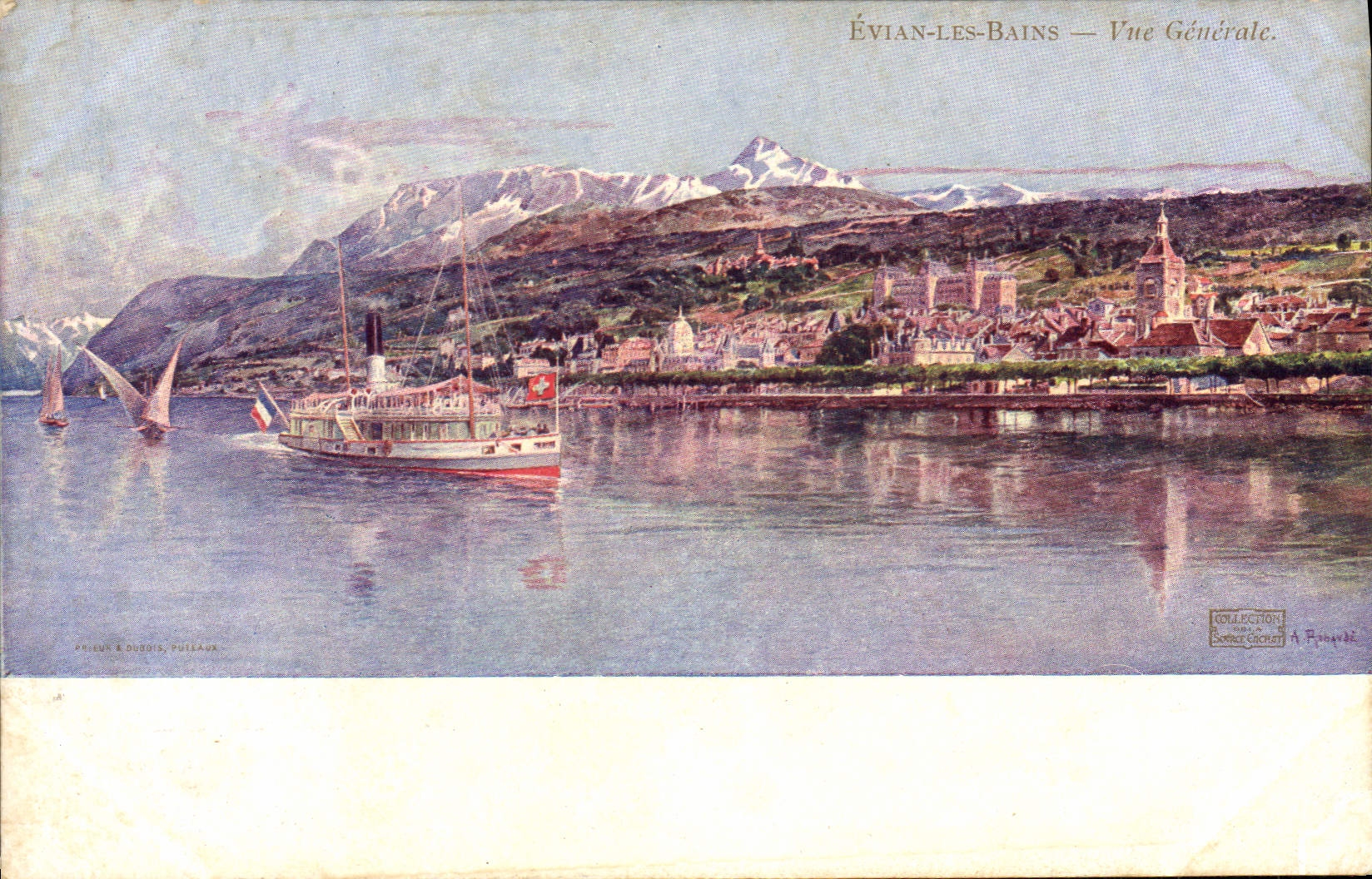 CPA Evian les Bains Vue generale Bateau