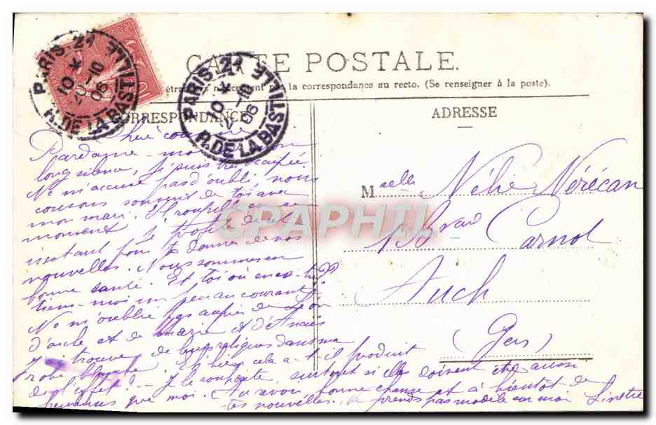 M. G. Parès — Chef de la Musique de la Garde Républicaine — Carte postale — Verso