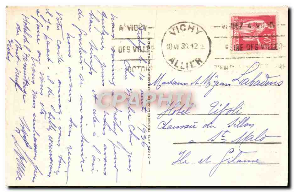 CPA Vichy Orangerie des Celestins — Verso
