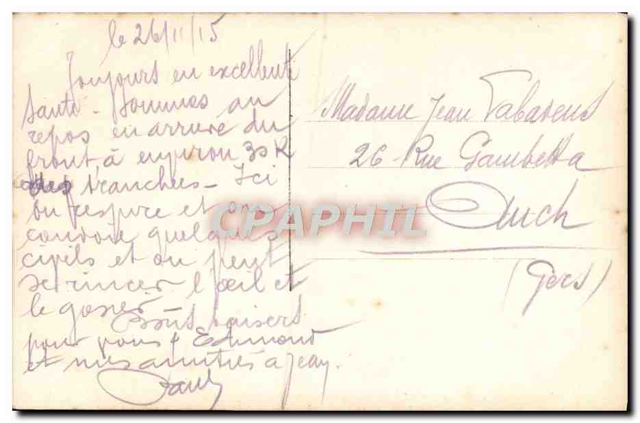 CPA Fantaisie Hommes Soldat Militaria — Verso