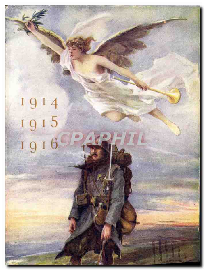 CPA Fantaisie Soldat Militaria Ange 