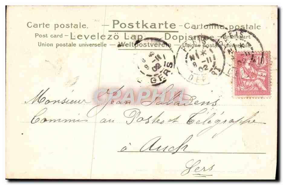 Femme dans un fer à cheval — trèfle à quatre feuilles — éditeur inconnu, n° 15 — Verso
