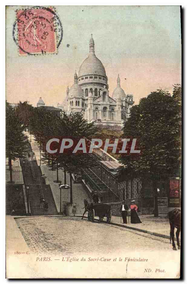 PARIS — L'Église du Sacré-Cœur et le Funiculaire — ND. Phot.