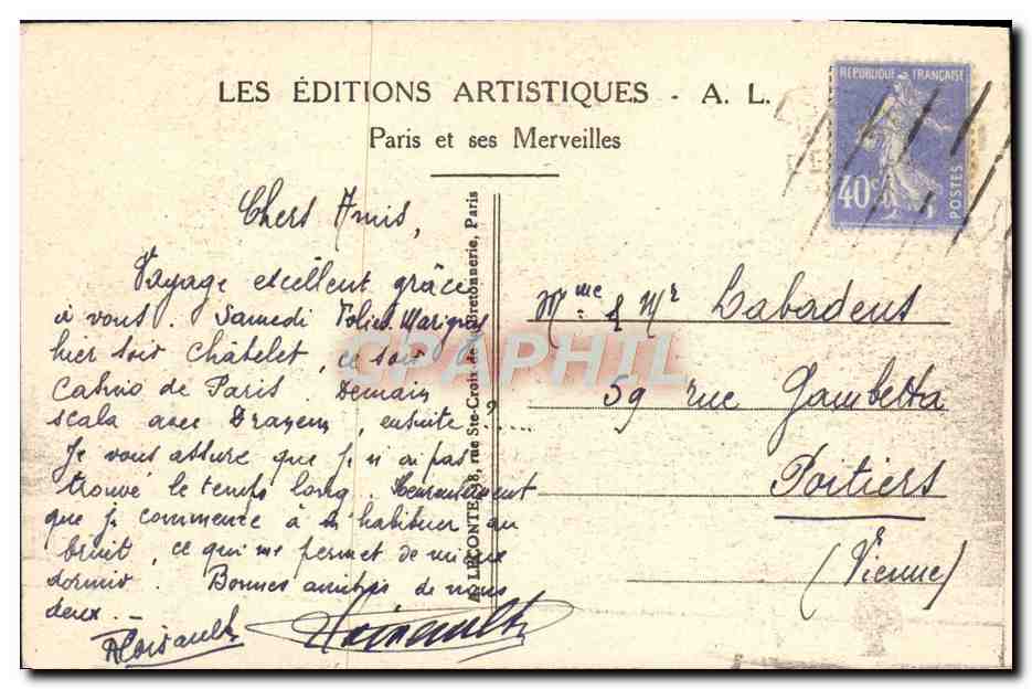 CPA Paris La Chambre Des Deputes — Rückseite