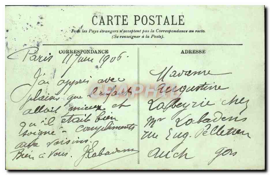 CPA Paris L'Opera Le Grand Hotel Et Le Cafe De La Paix — Rückseite