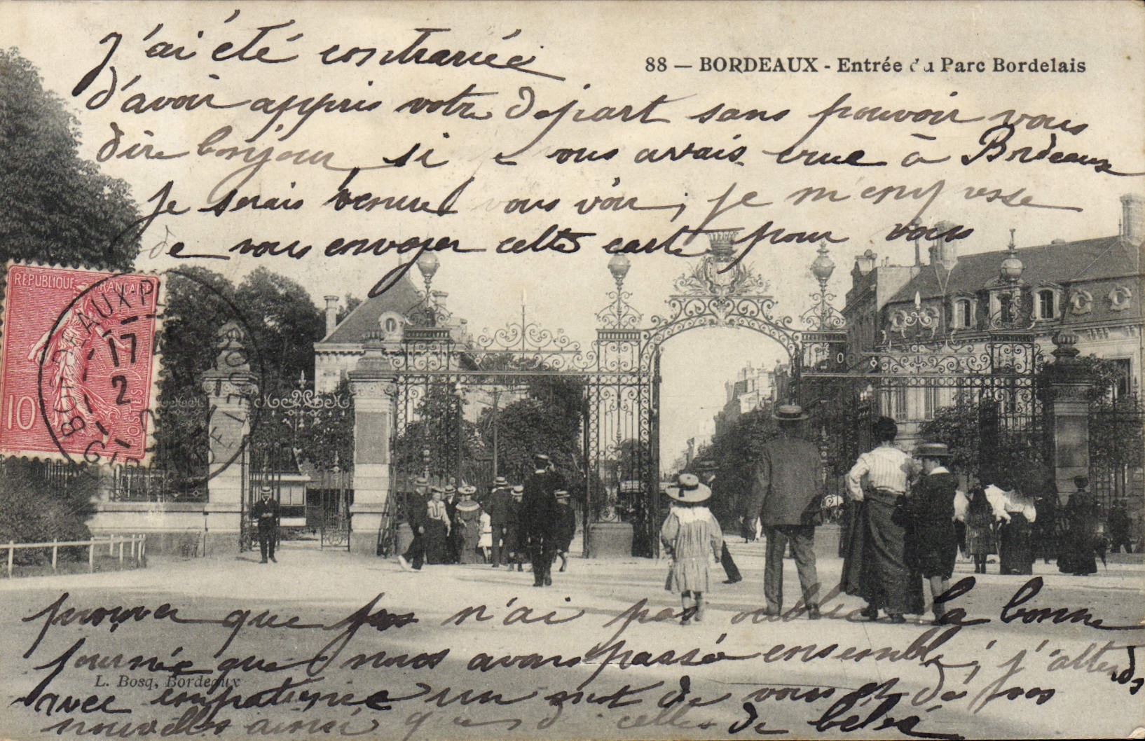 Bordeaux — Entrée du Parc Bordelais — L. Bosq, éditeur