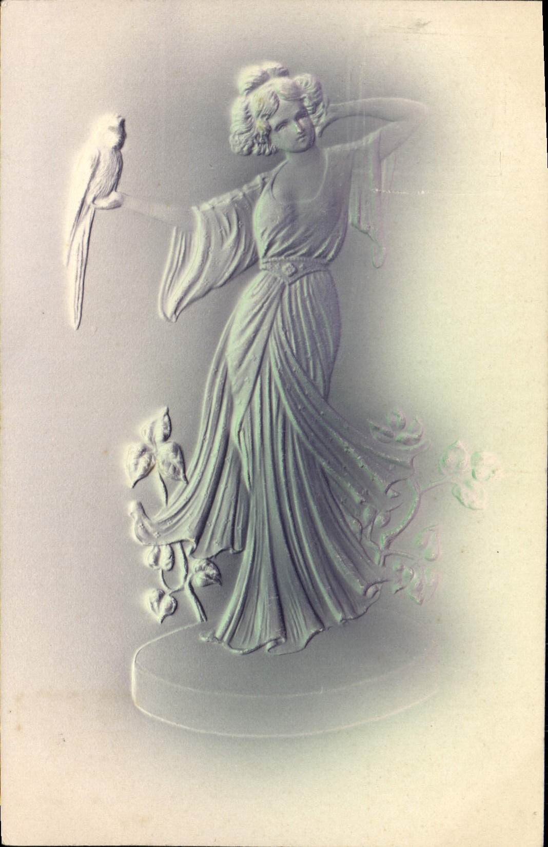 Statue de femme avec perroquet — édition universelle — Union postale universelle