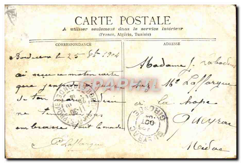 CPA Bordeaux La Rade Bateaux — Verso