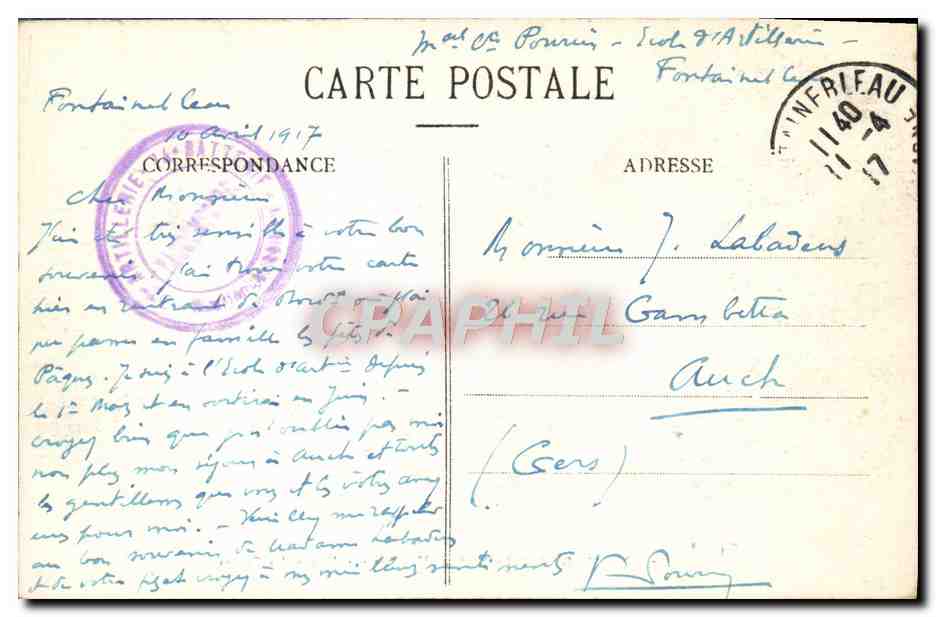 Palast von Fontainebleau — Ansicht des Karpfensees — Verlag: 127 — Rückseite