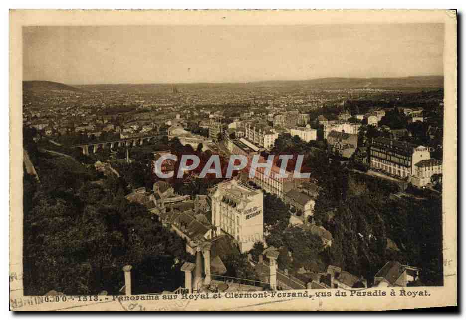 Panorama sur Royat et Clermont-Ferrand, vus du Paradis à Royat — J. Gottifangeas, n° 1513