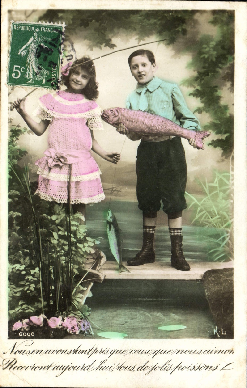 CPA Fantaisie Enfants Peche Poisson