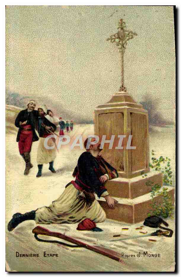CPA Fantaisie Derniere etape Militaria 