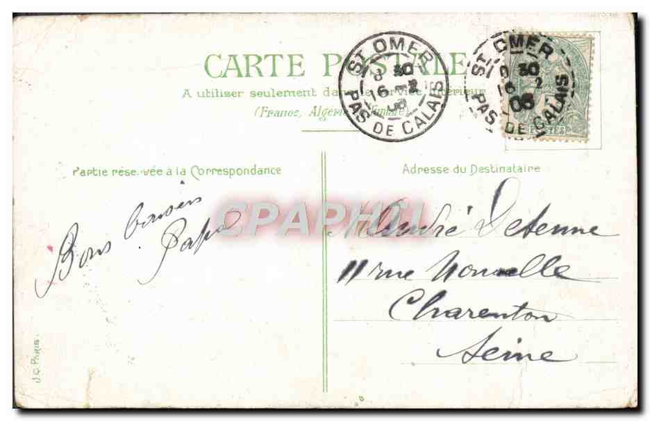 CPA Fantaisie Un secours Militaria  — Verso