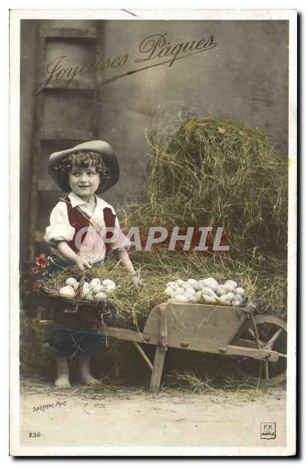 CPA Fantaisie Enfant Oeufs Paques