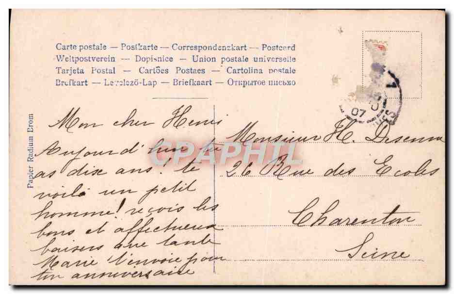 CPA Fantaisie Enfant — Verso