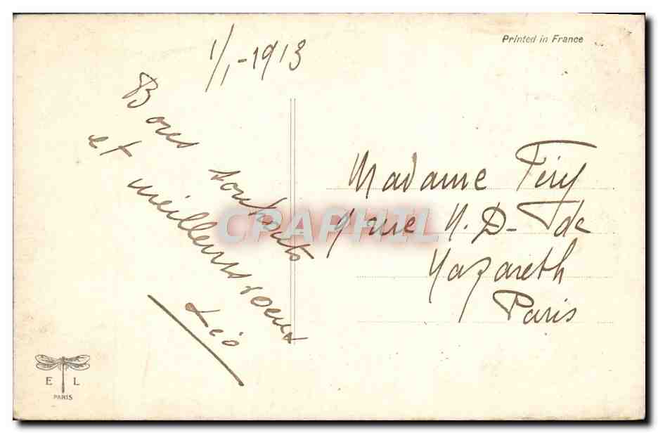CPA Fantaisie Fleurs Muguet Santon Enfant — Rückseite