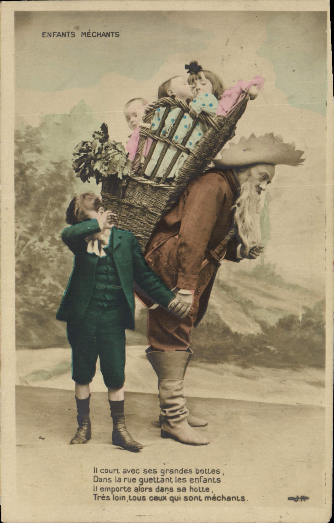 CPA Fantaisie Enfants mechants Grand pere