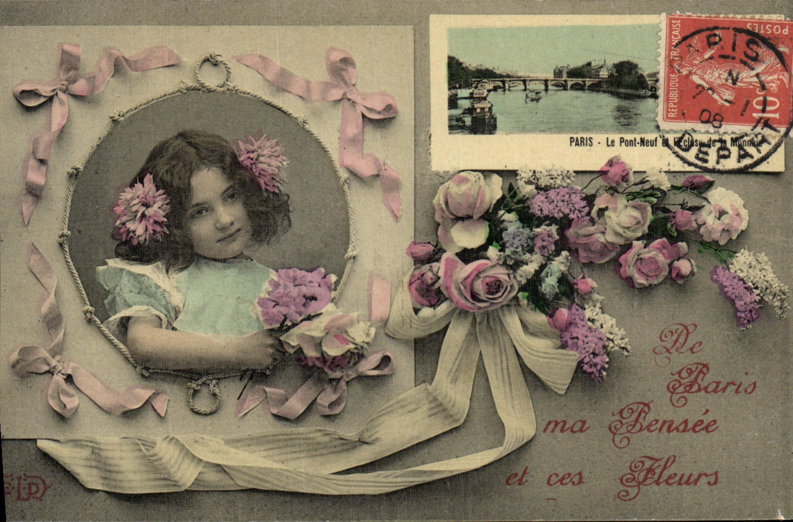 CPA Fantaisie Enfant Paris Le pont neuf (carte toilee)