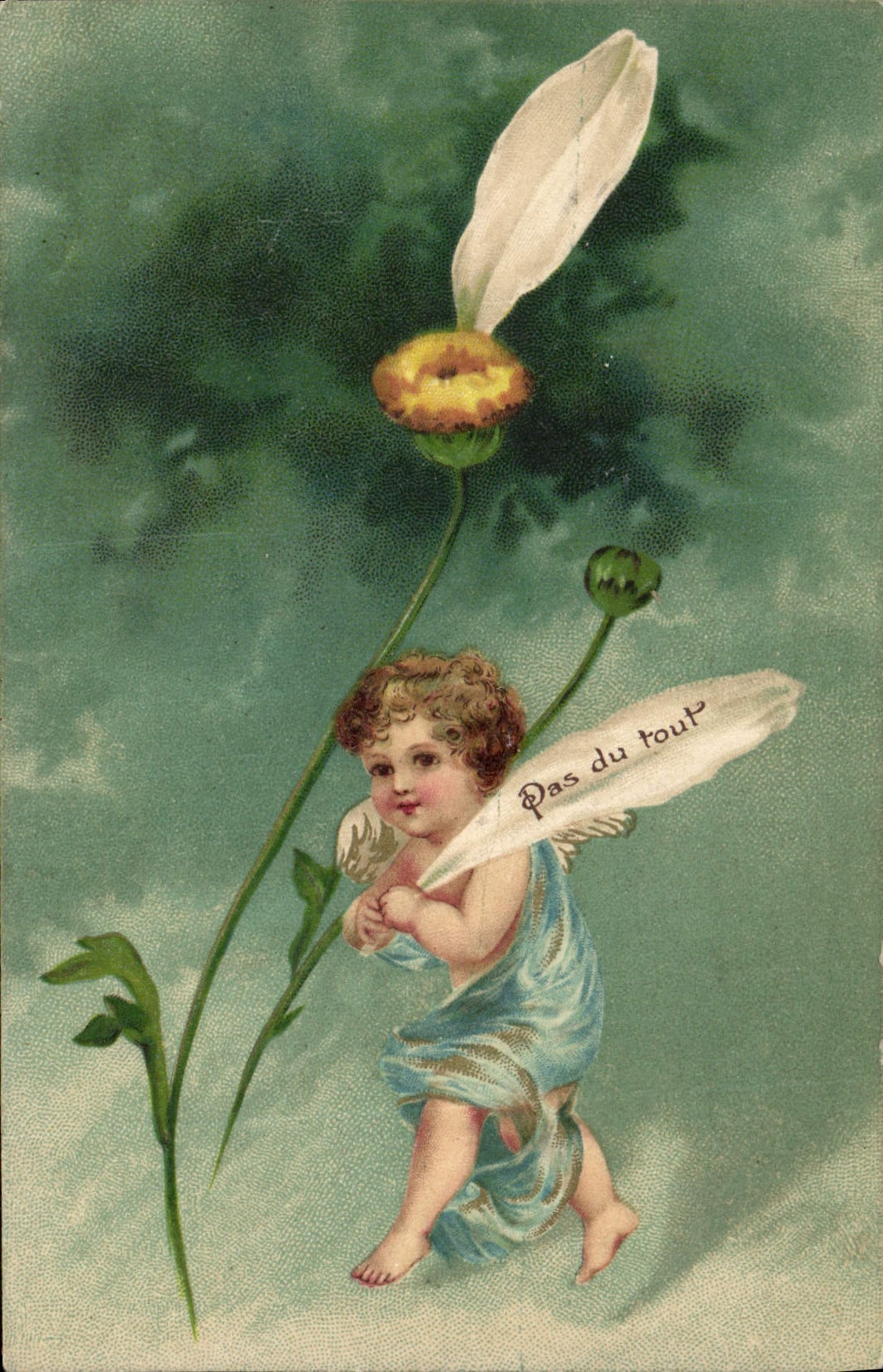 CPA Fantaisie Enfant Ange Fleurs 