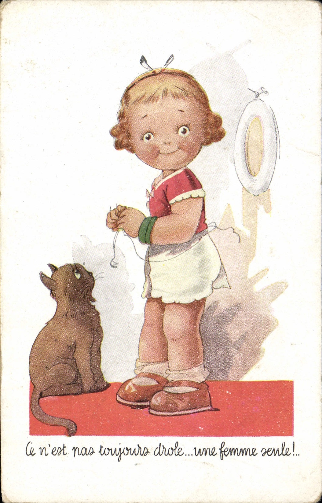 CPA Fantaisie Enfant Chat 
