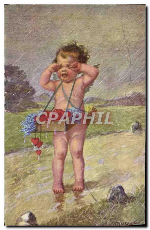 CPA Fantaisie Enfant Ange pleueur