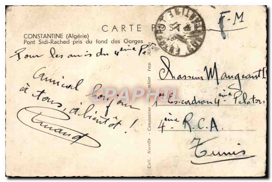 CPA Constantine Pont Sidi Rached Pris Du Fond Des Gorges — Back