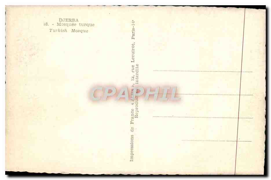 CPA Djerba Mosquee Turque — Rückseite