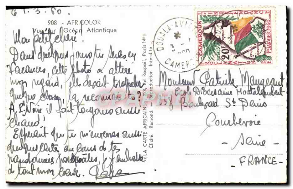 CPM Africolor Vue Sur l'Ocean Atlantique Cameroun — Back