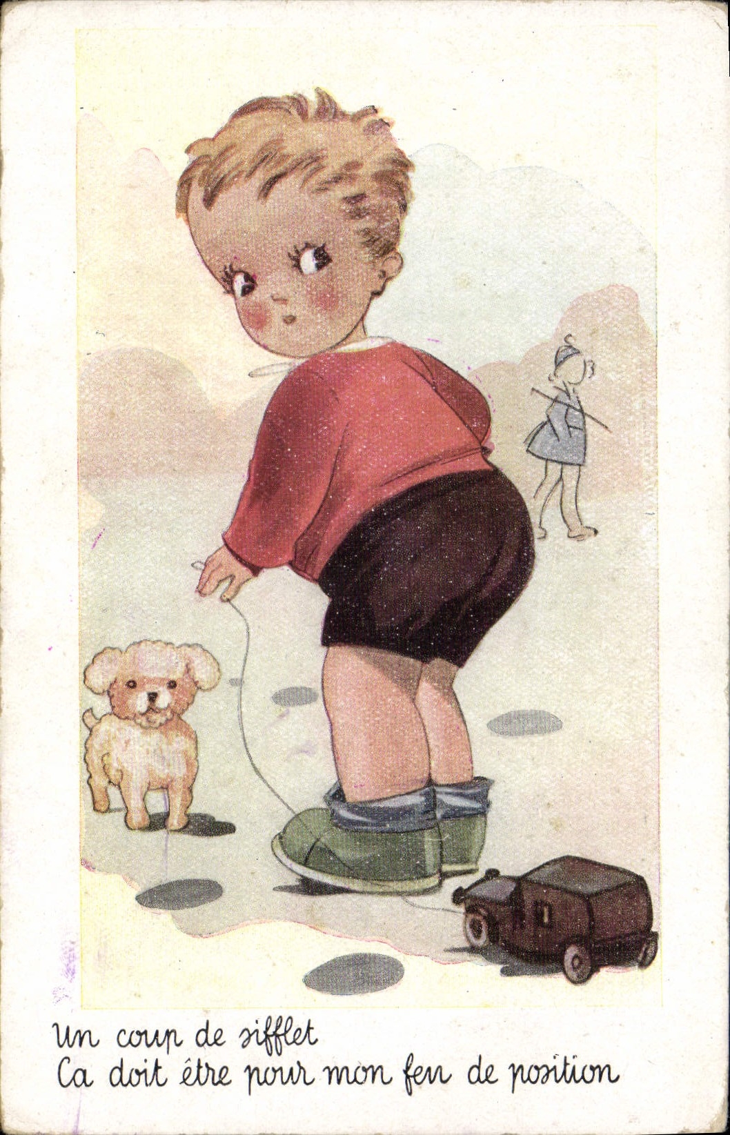 CPA Un Coup De sifflet Enfant Train 