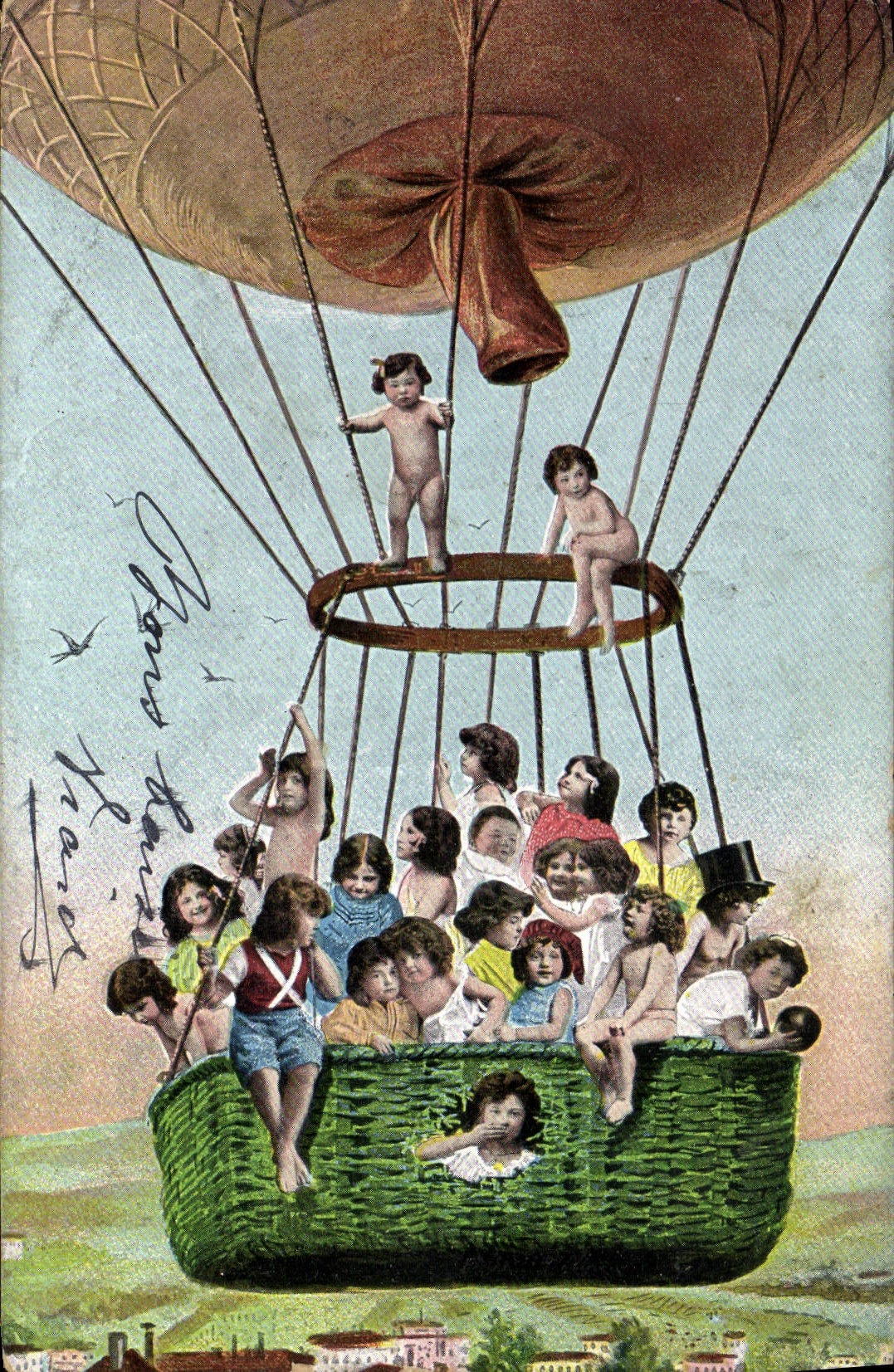 CPA Fantaisie Enfants Dirigeable 