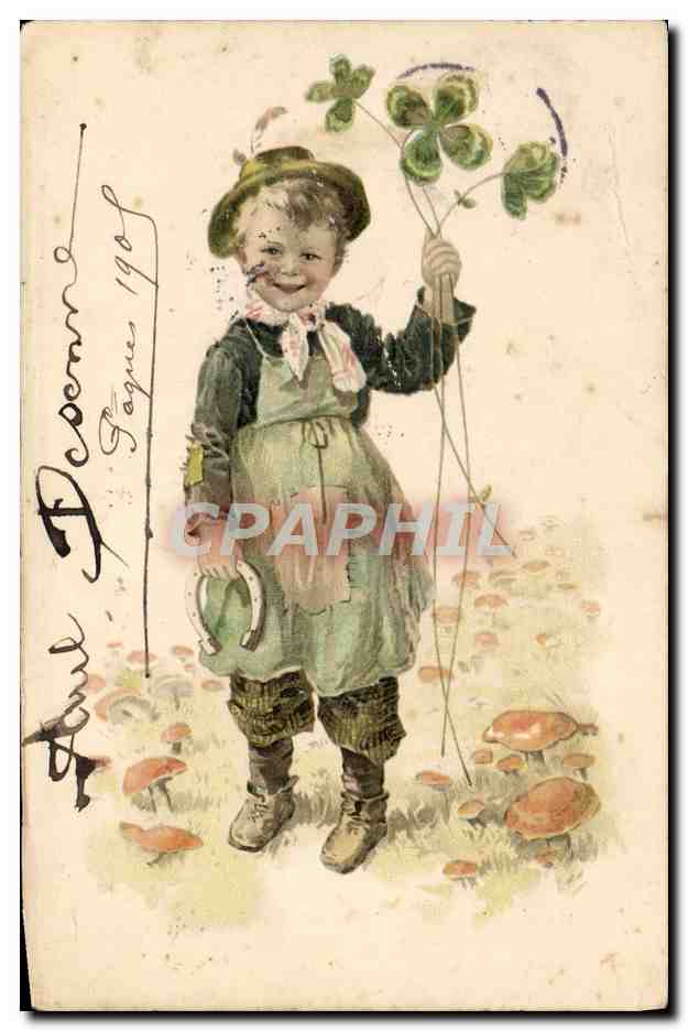 CPA Fantaisie Enfant Trefles Champignon